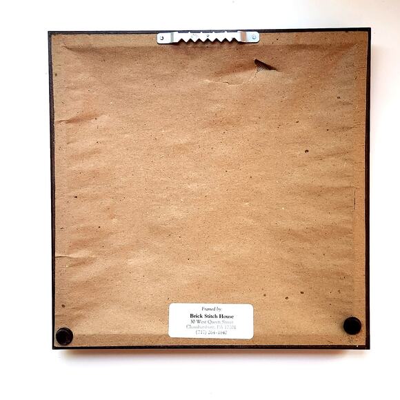 Vintage Framed Teddy Bear Cross Stitch – Handmade Needlepoint Art, Brown & Tan - Picture 4 of 9